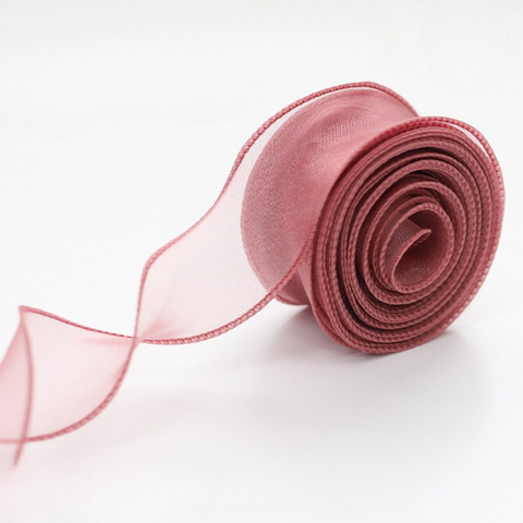 Rb voan 4cm*10m không lõi màu HỒNG ĐẬM (cuộn)