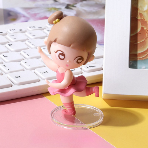 Bé Gái TÓC NÂU, VÁY HỒNG MÚA BALLE nhựa đặc