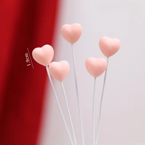 Set que cắm 5 tim nhựa HỒNG nhỏ 1.6-1.9cm