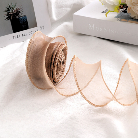 Rb voan 4cm*10m không lõi màu NÂU NHẠT