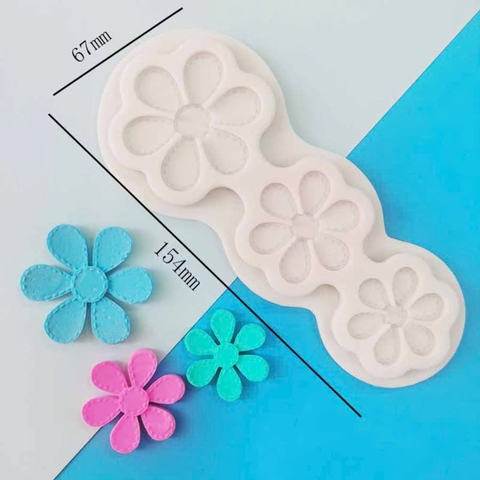 Khuôn F SLC  3 bông hoa to nhỏ 6 cánh TRÒN