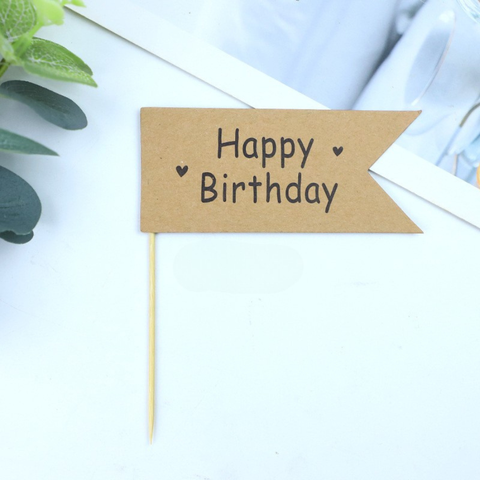 Que cắm Biển hiệu HPBD GIẤY NÂU NHỌN 1 CẠNH set 10que