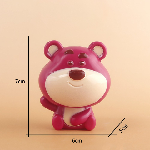 Trang trí gấu nhựa LOTSO ngồi 7cm HỒNG ĐẬM BÓNG