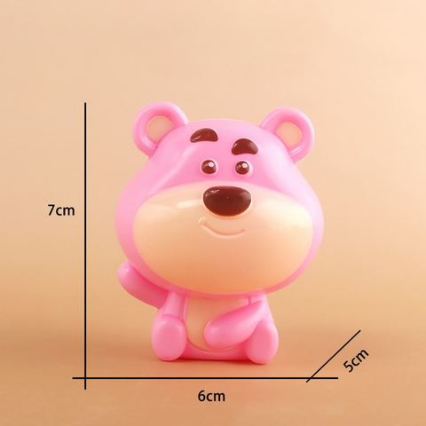 Trang trí gấu nhựa LOTSO ngồi 7cm HỒNG NHẠT BÓNG