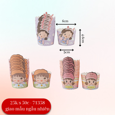 Set 50 Cốc cupcake giấy nướng TN mix BÉ GÁI (5*6*4,5 - đ*m*c)