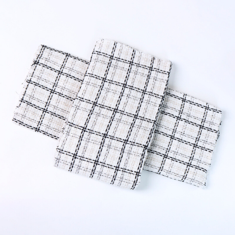 Vải dệt kim tuyến quấn bánh họa tiết CARO ĐEN - TRẮNG 50CM*1.5M