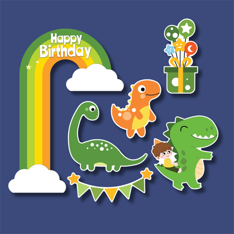 Set que giấy-Cầu vồng khủng long+bé trai(combo 2)