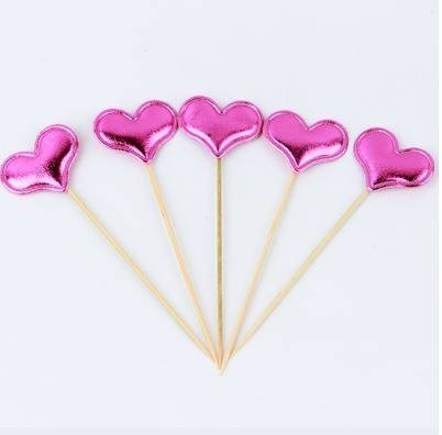 Que cắm tim hồng đậm bóng (bịch 50 que)
