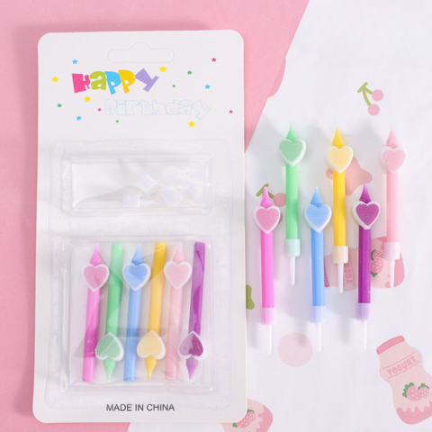 Set 6 nến ngắn nhiều màu gắn TIM