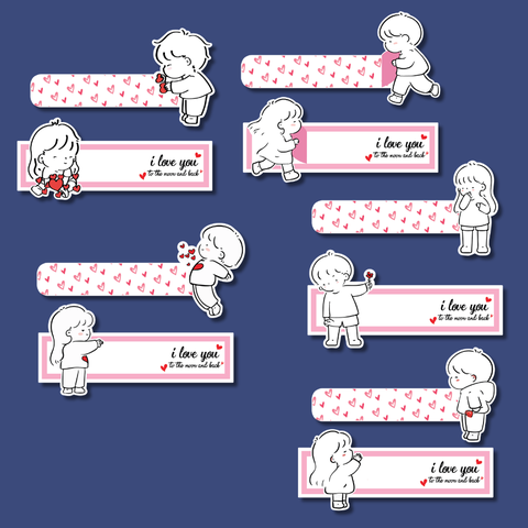 Set tag giấy kéo I LOVE YOU kute TRAI - GÁI 12cm (combo2)