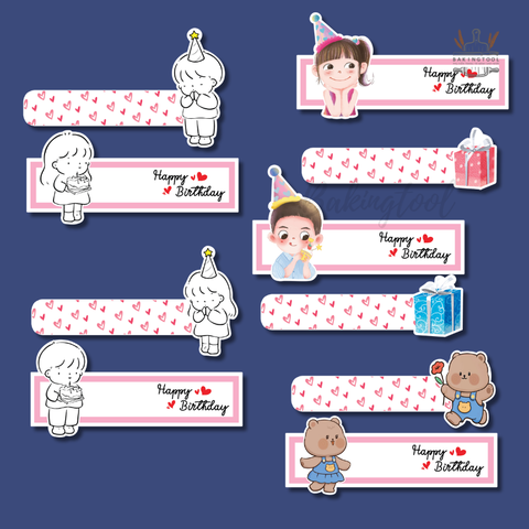 Set tag giấy kéo HPBD kute TRAI - GÁI 12cm (combo2)