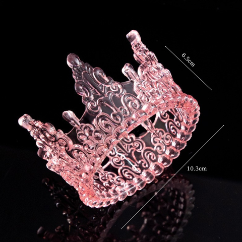 Vương miện nhựa TRONG HỒNG 10,3CM *6,5CM Loại 2