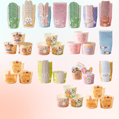 set 50 Cốc cupcake giấy mix THÚ (5*6*4,5 - đ*m*c)