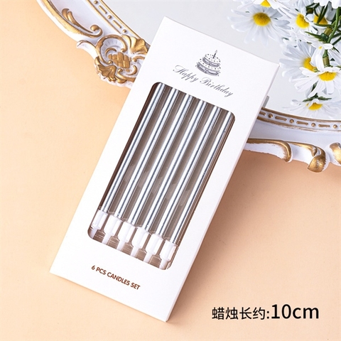Nến thẳng dài nhũ bạc 10cm
