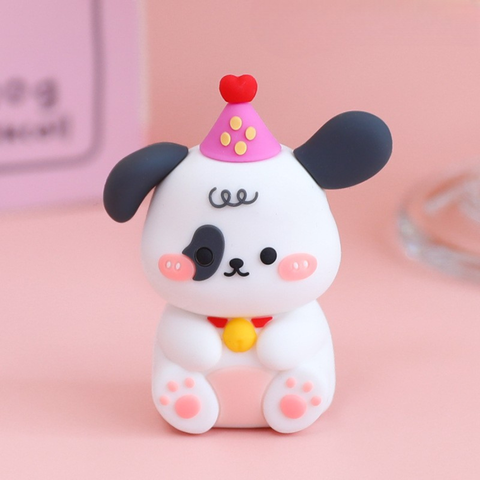 Kute siêu cấp CÚN TRẮNG TAI DÀI màu ĐEN đội mũ sinh nhật