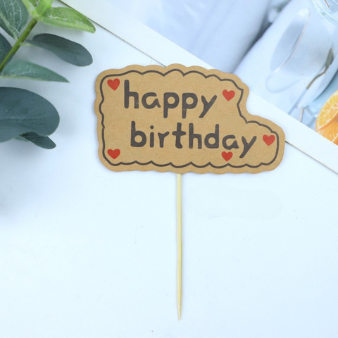 Set 10 que HPBD biển giấy nâu tim đỏ