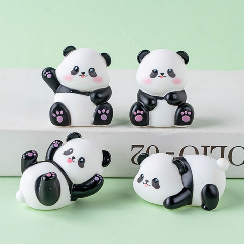Đồ chơi trang trí set 4 gấu trúc PANDA nhựa đúc khối