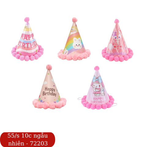 SET 10 mũ sinh nhật viền bông HỒNG kute NHỎ