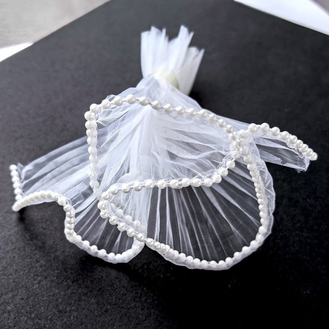 Voan viền ngọc trai trắng 14cm*50cm