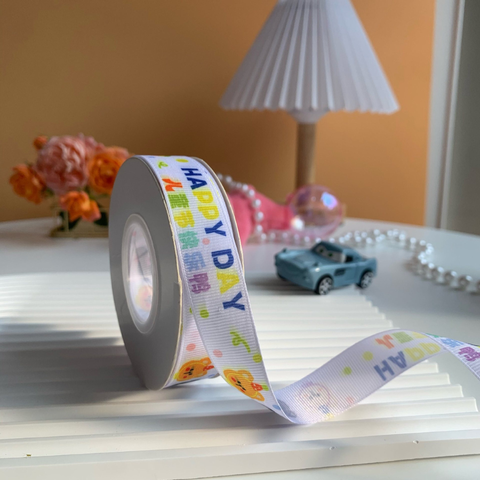 Rb vải sần Happyday cầu vồng + 3 gấu sắc màu khổ 2cm*22m