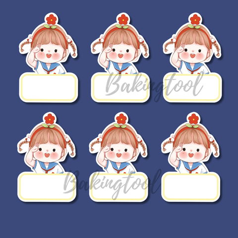 Set que giấy TN- TAG 50 Bé GÁI nơ hoa đỏ