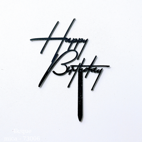 Topper mica HPBD màu ĐEN chữ nghiêng HB dài