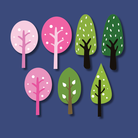 Set que giấy-7 que cây giấy XANH HỒNG