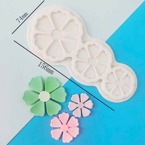 Khuôn F SLC  3 bông hoa to nhỏ  6 cánh UỐN LƯỢN