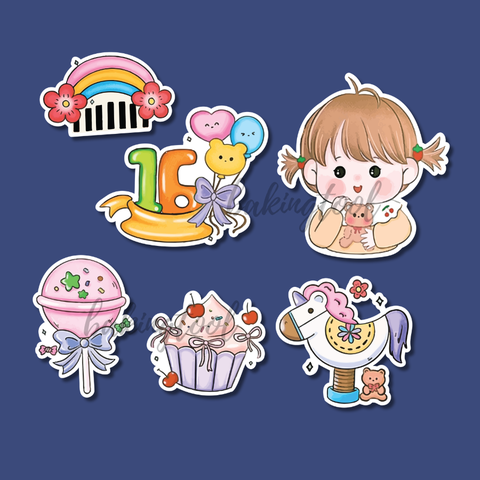 Set que giấy - TN bé gái kẹo mút HỒNG