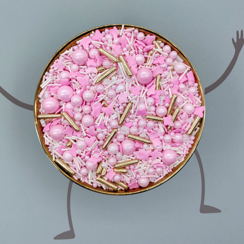 Cốm mix hạt tròn HỒNG + Que vàng + sợi hồng