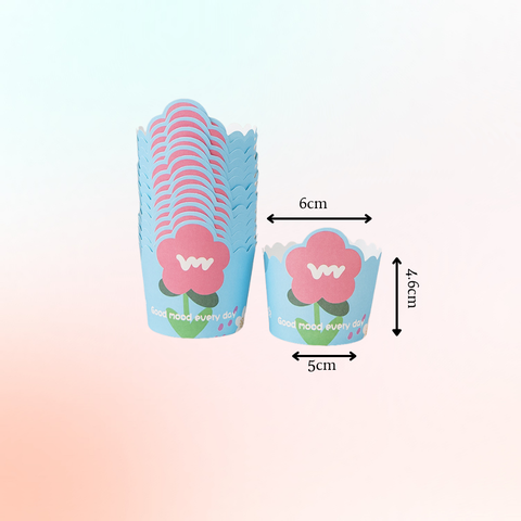 Set 50 Cốc cupcake giấy xanh hoa đỏ good mood (5*6*4,5 - đ*m*c)