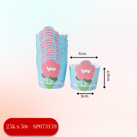 Set 50 Cốc cupcake giấy xanh hoa đỏ good mood (5*6*4,5 - đ*m*c)