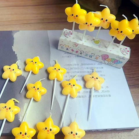 Set 5 nến sao mặt cười tàn nhang vàng