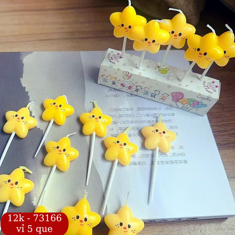 Set 5 nến sao mặt cười tàn nhang vàng