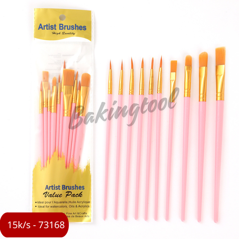 Set 10 chiếc cọ vẽ các size màu HỒNG
