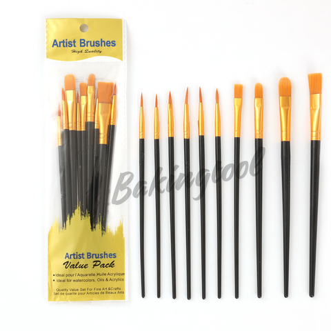 Set 10 chiếc cọ vẽ các size màu ĐEN