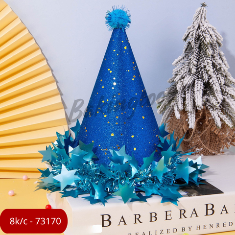 Mũ sinh nhật lấp lánh XANH DƯƠNG ĐẬM viền tua rua