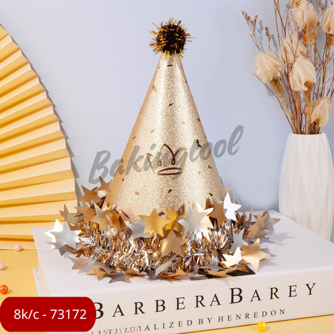 Mũ sinh nhật lấp lánh VÀNG viền tua rua