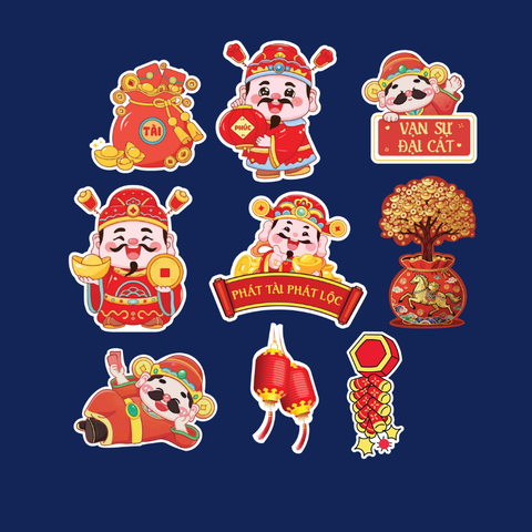 Set que giấy - TẾT  ông thần tài + cây phát tài