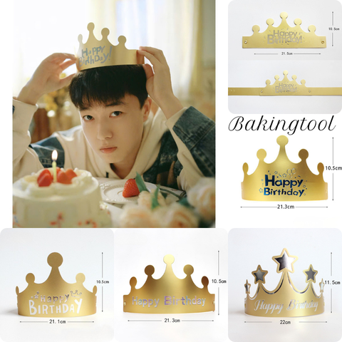 Set 10 mũ vương miện giấy HPBD màu vàng (giao mẫu ngẫu nhiên)