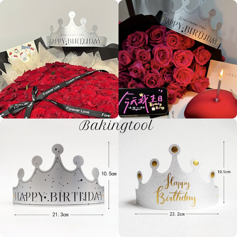 Set 10 Mũ vương miện giấy HPBD màu bạc (giao mẫu ngẫu nhiên)