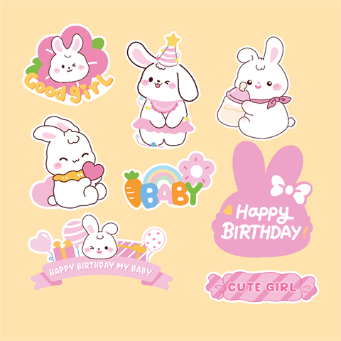 Set que giấy THỎ HỒNG CUTE GIRL (combo2)