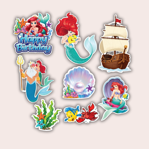 Set que giấy HPBD Nàng tiên cá + sò MỚI