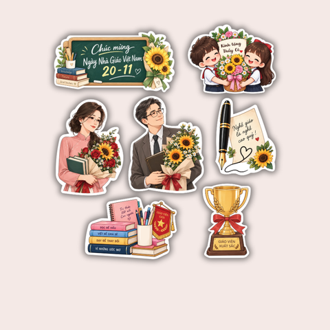 Set que giấy 20-11 CMNNGVN  Thầy cô + giáo viên xuất  sắc