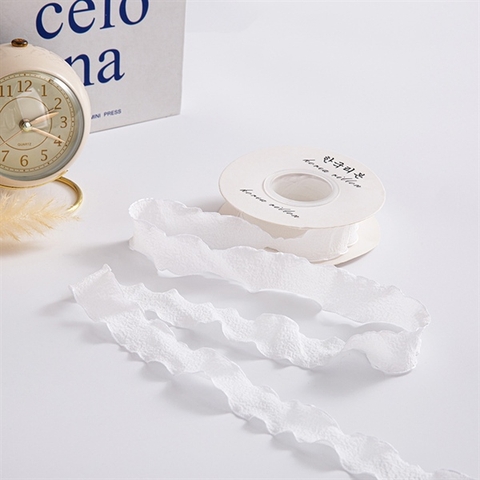 RB lụa nhăn đuôi cá TRẮNG (4cm*10m)