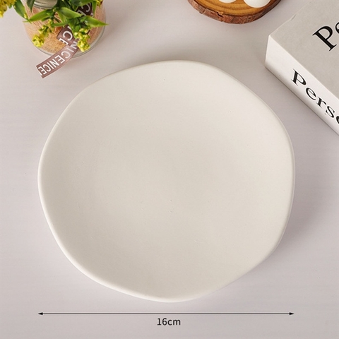 Đĩa decor tròn to trắng sứ 16cm