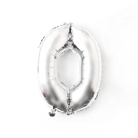 Trang trí Bóng SỐ 0 BẠC 40cm