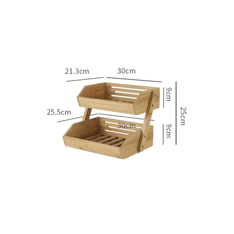 Kệ gỗ thực phẩm nhà bếp 2 tầng 25cm