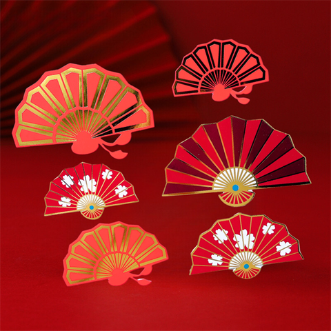 Set que giấy- TẾT ép nhũ QUẠT HOA 12c