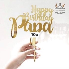 Topper mica HPBD PaPa vàng